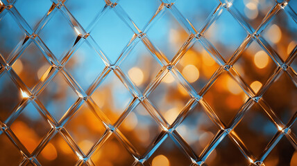 Fototapeta premium diamond patterned glass overlay with blurred background creates stunning visual effect, showcasing reflections and light play
