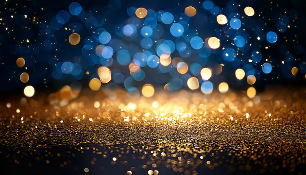 blackground of summary glitter lights blue gold and black de targeted