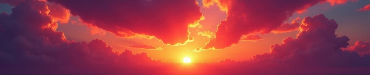 Crimson and amber clouds paint a stunning sunset canvas , photography, nature, cloudscape