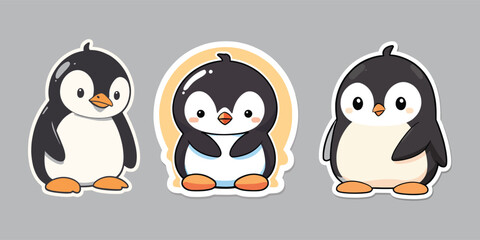 Cute Penguin Cartoon Vector Icon Illustration stickers