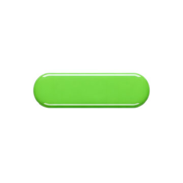 Glossy Green Button Icon on Transparent Background. PNG