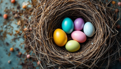 Fototapeta premium Nest and egg for Easter background