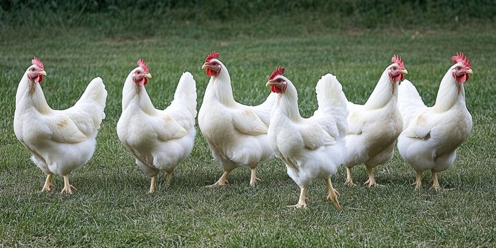 Free Range Broilers Roaming in a Garden: A Glimpse of Poultry Meat Production in an Outdoor Setting