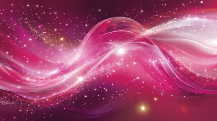 Fototapeta premium Pink Waves Sparkling With Glittering Stars