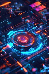 High-Tech Drone Interface with Neon Progress Bar and 3D Flight Path Planning Graphics