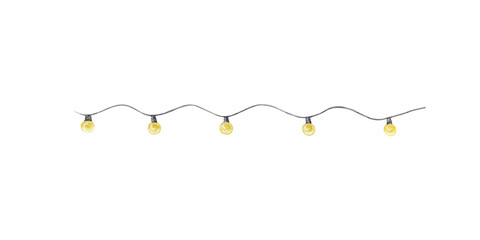 String lights with round yellow bulbs on a wavy wire