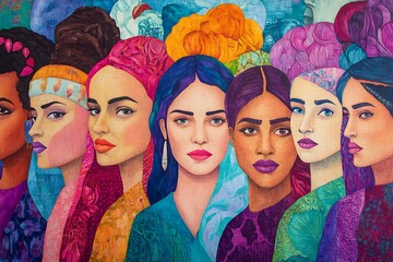 Fototapeta premium Vibrant women coming together for equality