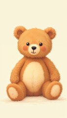 Obraz premium Adorable Plush Teddy Bear with Soft Furry Texture on Beige Background