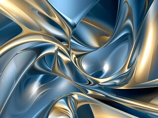Liquid Metal Dreamscape: Abstract artwork featuring swirling, iridescent forms in shades of teal and gold, creating a mesmerizing, almost liquid-like effect.