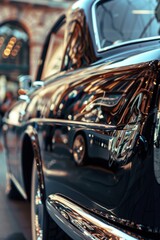 Fototapeta premium Luxury Car with Chrome Details in Upscale City Setting for Automotive Design and Branding