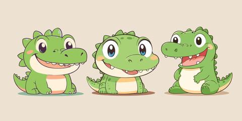 Adorable Baby Crocodiles Cartoon Vector Icon Illustration stickers