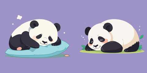 Sleeping Panda Cartoon Vector Icon Illustration stickers © Elementix