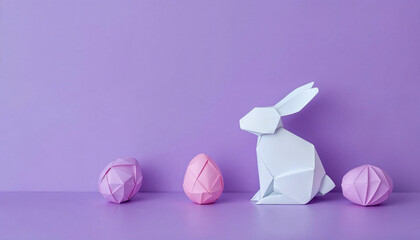 Easter element in origami style HD background. Happy Easter day background 