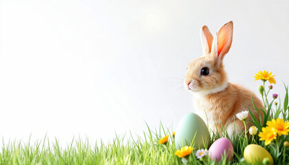 Obraz premium Easter celebration HD background. Bunny and egg for Easter background celebration