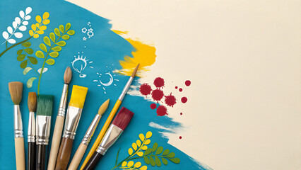 絵の具で描かれたコピーペースのある背景