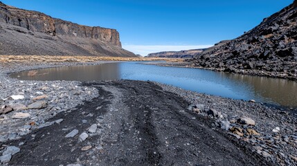 Rocky riverbed canyon landscape