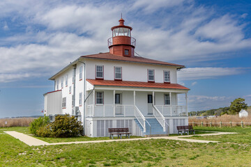 Photo of the Point Lookout Lighthouse in Saint Mary's County Maryland on a Spring Day