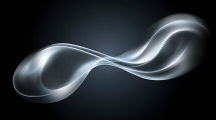 Abstract silver wave, dark background, design element