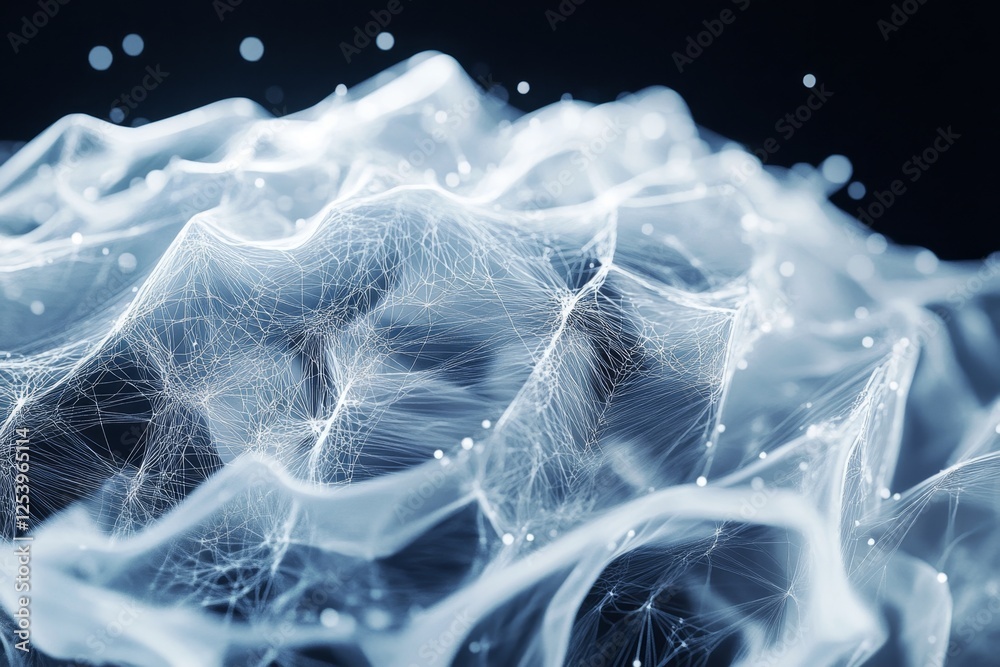 Poster abstract network waves in dark background