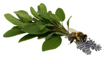 Bee collecting nectar from lavender flowers