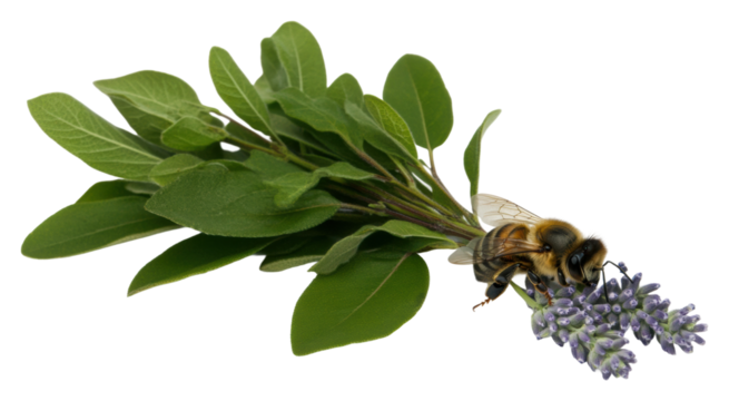Bee collecting nectar from lavender flowers