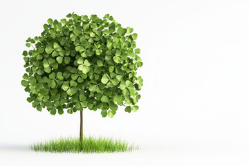 Obraz premium vibrant 3D clover leaf tree with lush green foliage and grass