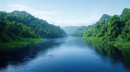 Fototapeta premium Tranquil River Through Lush Forest