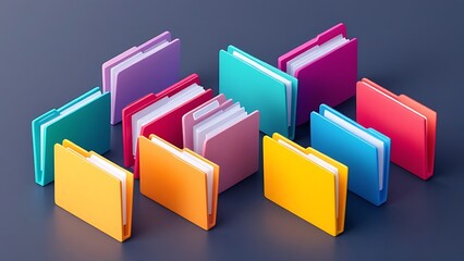 Isometric Row of Folders