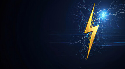 Gold Lightning Bolt Graphic Design On Dark Background