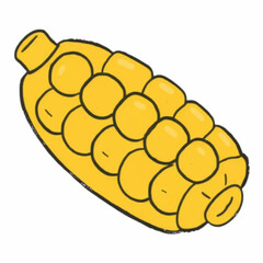 Illustration of a Corn Cob Button Icon with Yellow Kernels, A Fun and Playful Food Element