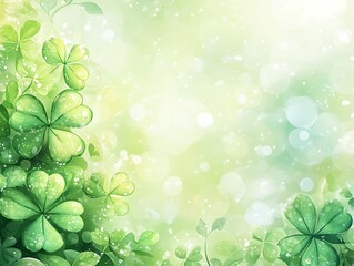 green shamrock with dewdrops on nature background