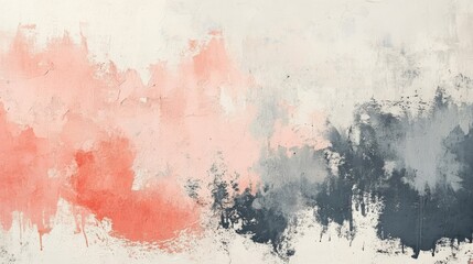 Fototapeta premium Abstract painting with blended colors of coral and gray