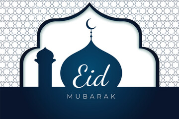 Realistic eid mubarak background with mosque illustration