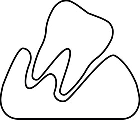 Icon of a sick tooth that falls out.