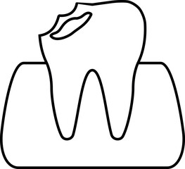 Illustration of a tooth with caries icon