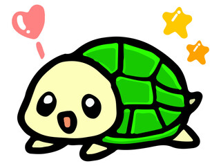キュートなカメの落書き風イラスト素材