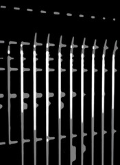 An abstract pattern of white lines on a black background