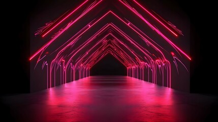 Abstract Neon Pink Light Tunnel