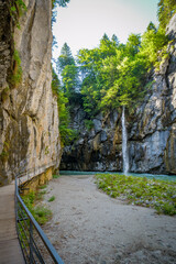 Small waterfall inside Aare canyon in Switzerland