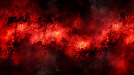 Red smoke, fiery clouds, dark background, abstract art