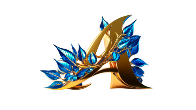 Gold Medal with Laurel Wreath & Letter A – Transparent Background PNG Vector