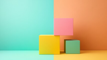Obraz premium Minimalist geometric blocks on pastel background