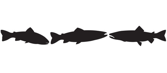 Black silhouette Brook Trout of fish, Animal Icons, Fish Bundle, Sea life, Under the Ocean