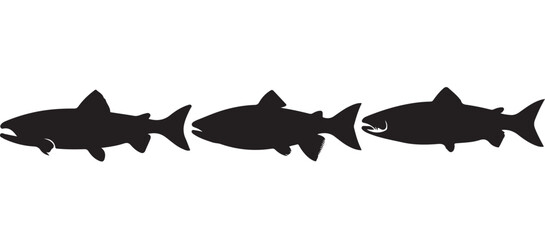 Black silhouette Brook Trout of fish, Animal Icons, Fish Bundle, Sea life, Under the Ocean