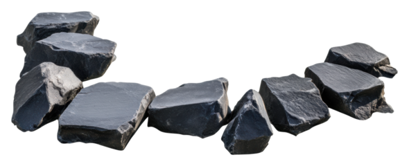 Curved rocks on a clear backdrop