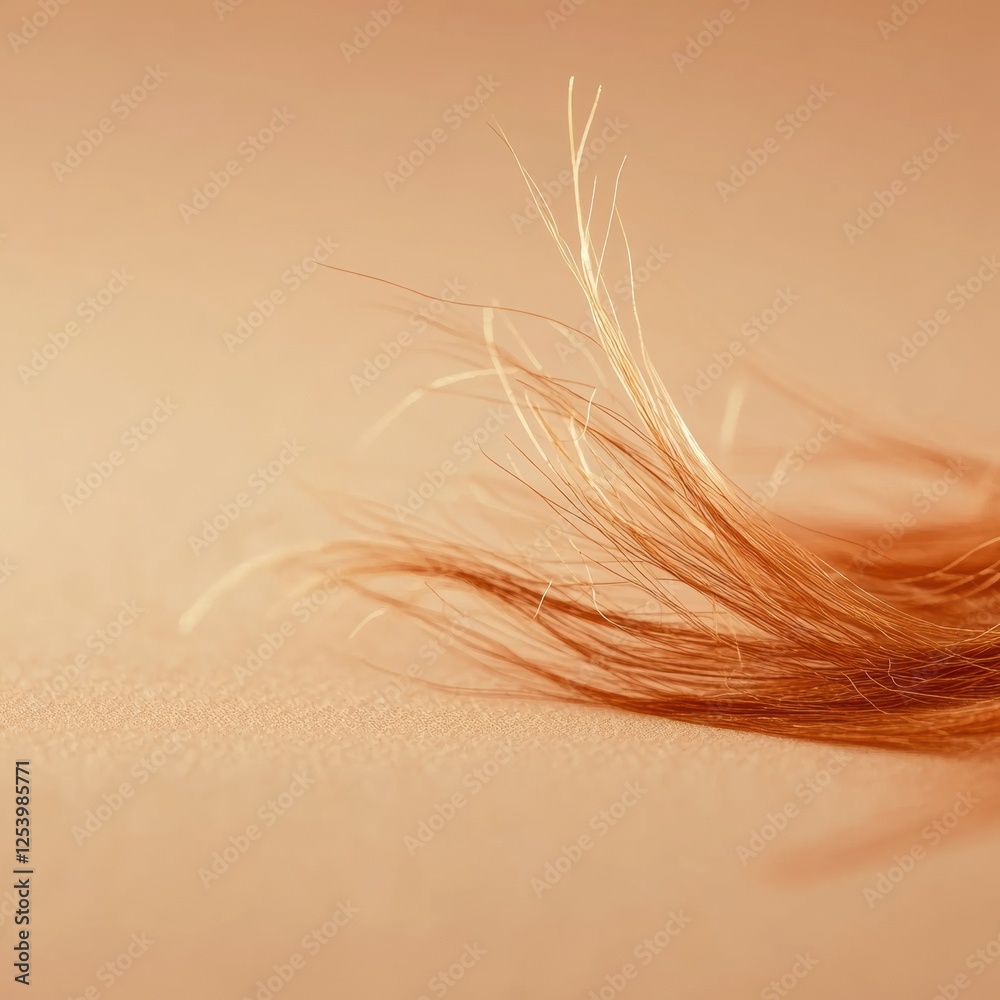 Poster Close up view of a broken hair strand against a smooth surface highlighting fragility and texture. Generative AI