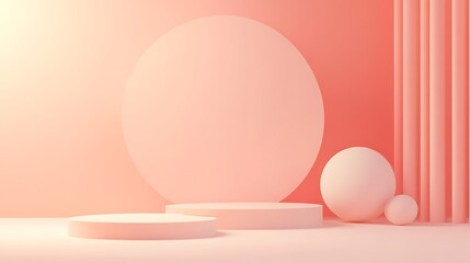 Fototapeta premium Abstract Pastel Pink Background With Cylinders And Spheres