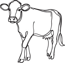 Minimalist Dairy Cow Vector Line Art – Simple & Elegant Design