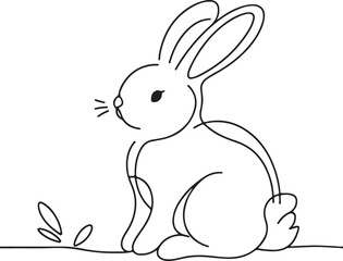 Simple Easter Bunny Line Drawing | Vector Art