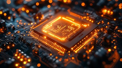 High resolution cyber gold circuit design with detailed PCB structure